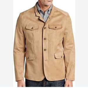 Joseph Abboud Men's Modern Fit Hybrid Jacket Tan Faux Suede XXL